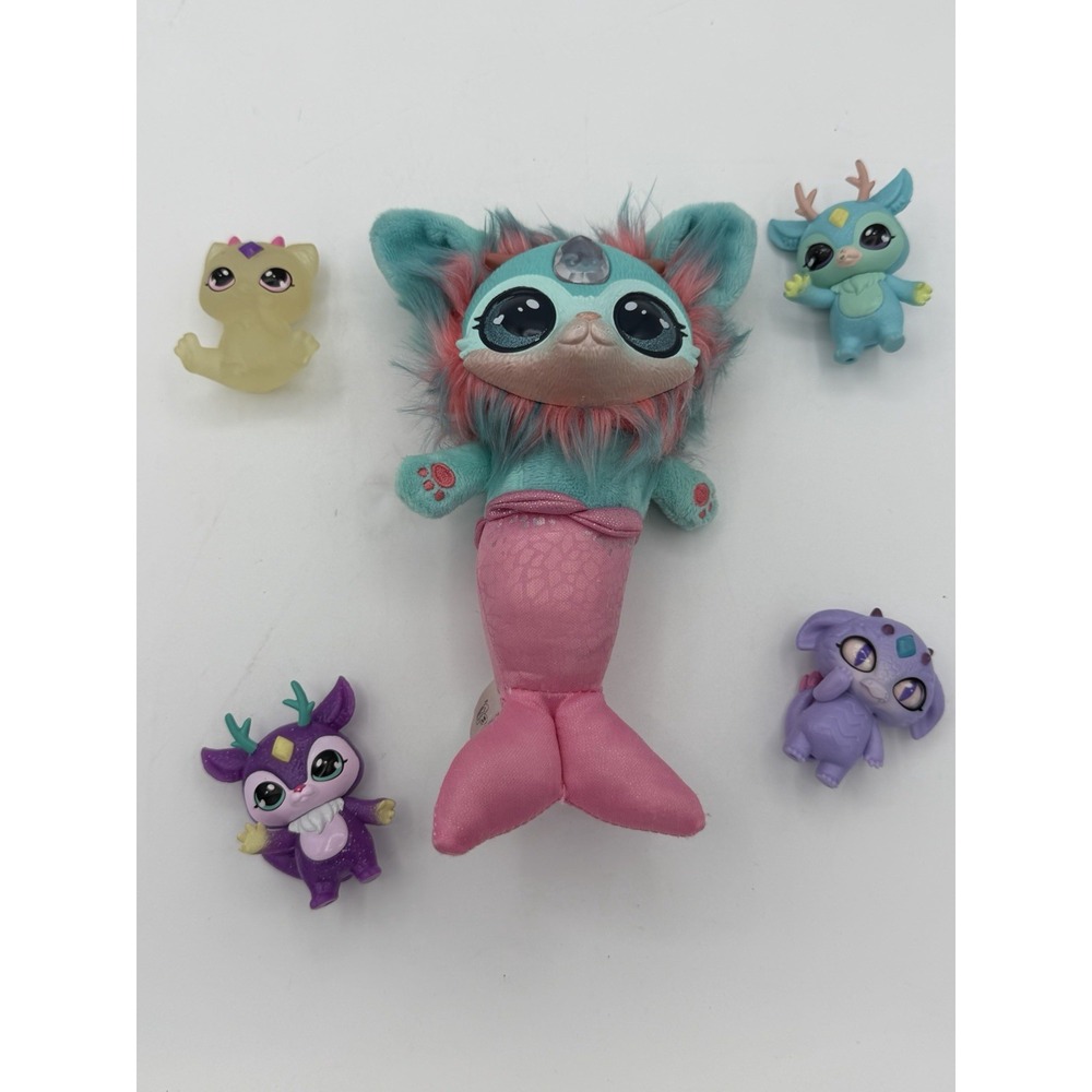 Magic Mixies Cat Mermaid Plush & 4 Mixlings Lot Turquoise Pink Magical Toys - Picture 4 of 5